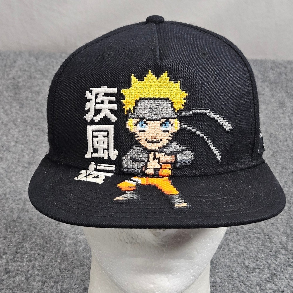 Naruto Shippuden Snapback Hat Black Pixel Art Anime Cartoon Japanese Manga Otaku